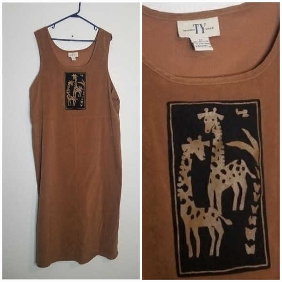 Jungle Jumper Plus Size Brown Giraffe Dress 3X - Picture 1 of 6
